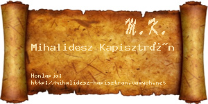 Mihalidesz Kapisztrán névjegykártya